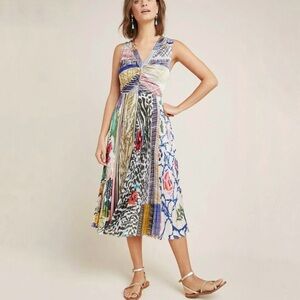 Anthropologie Geisha Designs Multicoloured Midi V-Neck Sundress Size 8‎